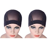 Gorra de malla negra para hacer pelucas elásticas a partir de pelucas con una banda elástica ancha 2 piezas-lote (L)